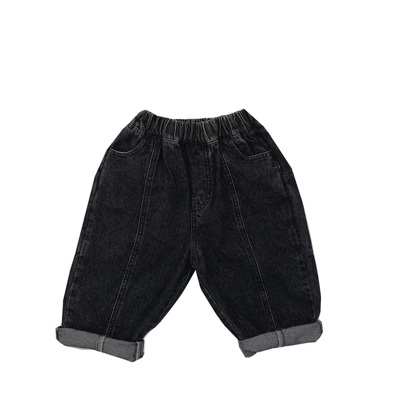 2024 Spring New Children Vintage Denim Trousers Toddler Boys Girls Loose Straight Leg Pants Kids Fashion Casual Versatile Jeans