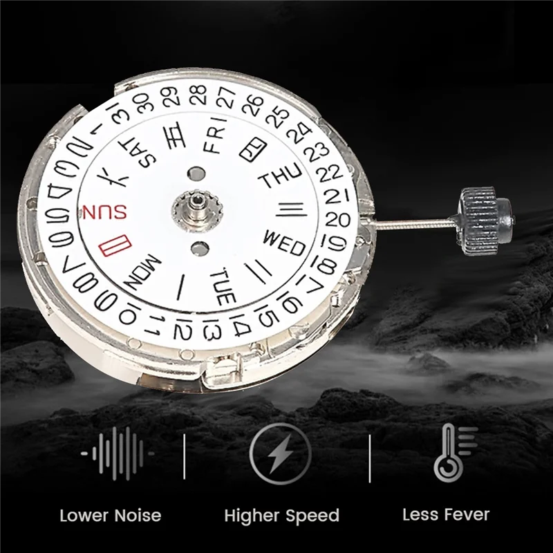 Watch Movement Double Calendar Crown At 3 Mechanical Movement for MIYOTA 8205 Watch Movement Repair Parts(Gold)