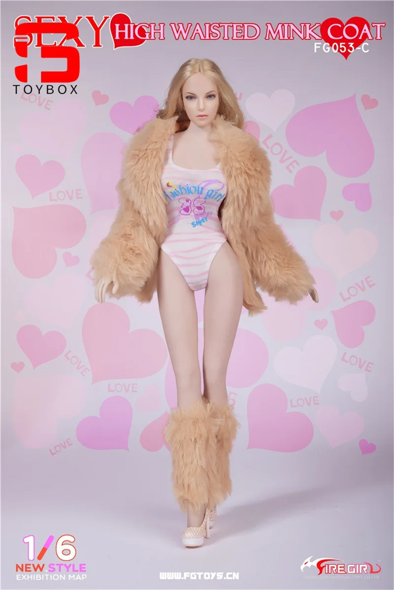 화재 소녀 장난감 FG053 1/6 여성 군인 섹시한 높은 허리 모피 코트 세트 모델 액세서리 12 ''액션 피규어 바디