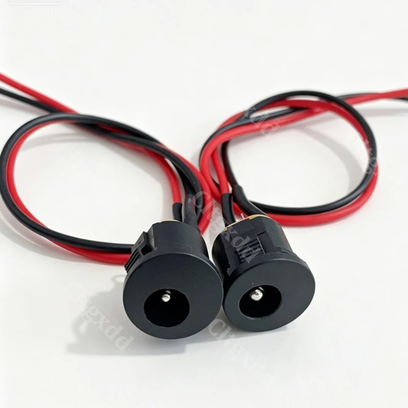 5 Stück DC-022K DC-Stromanschlussbuchse 5,5*2,1mm/5,5*2,5mm Einbaubuchse mit 20cm Rot-Schwarz-Kabel für DIY-Elektronik – Detail 9