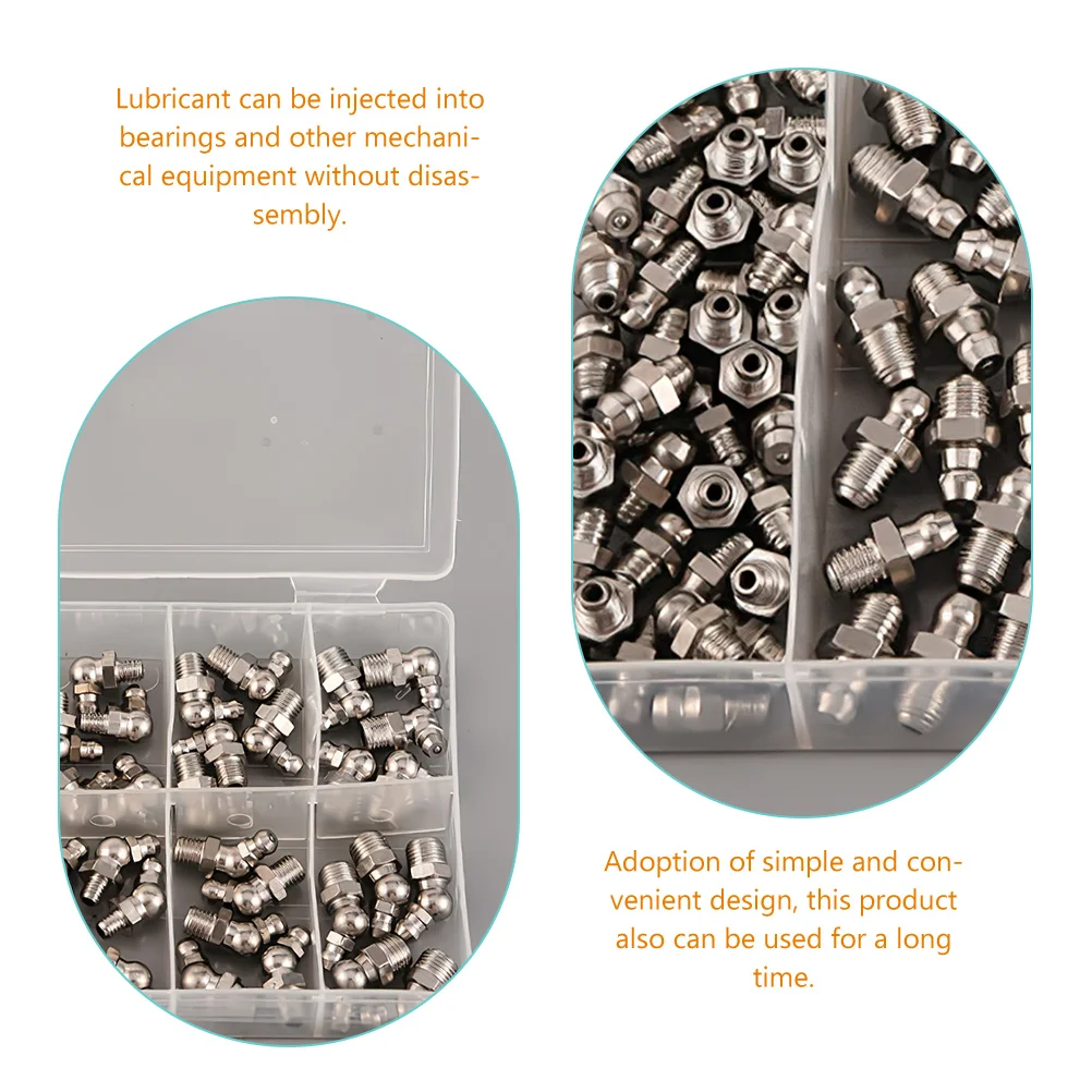1 Set Grease Nozzle Straight Grease Fitting Angled Grease Zerk Assortment