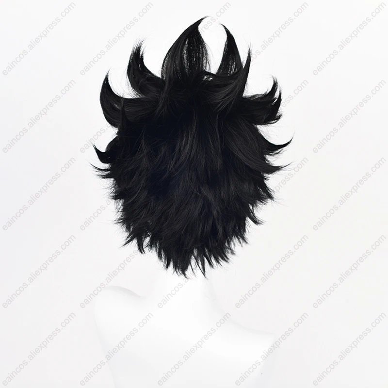 Peluca de Cosplay de Anime Kuroo Tetsurou, pelo corto negro de 30cm, pelucas sintéticas resistentes al calor