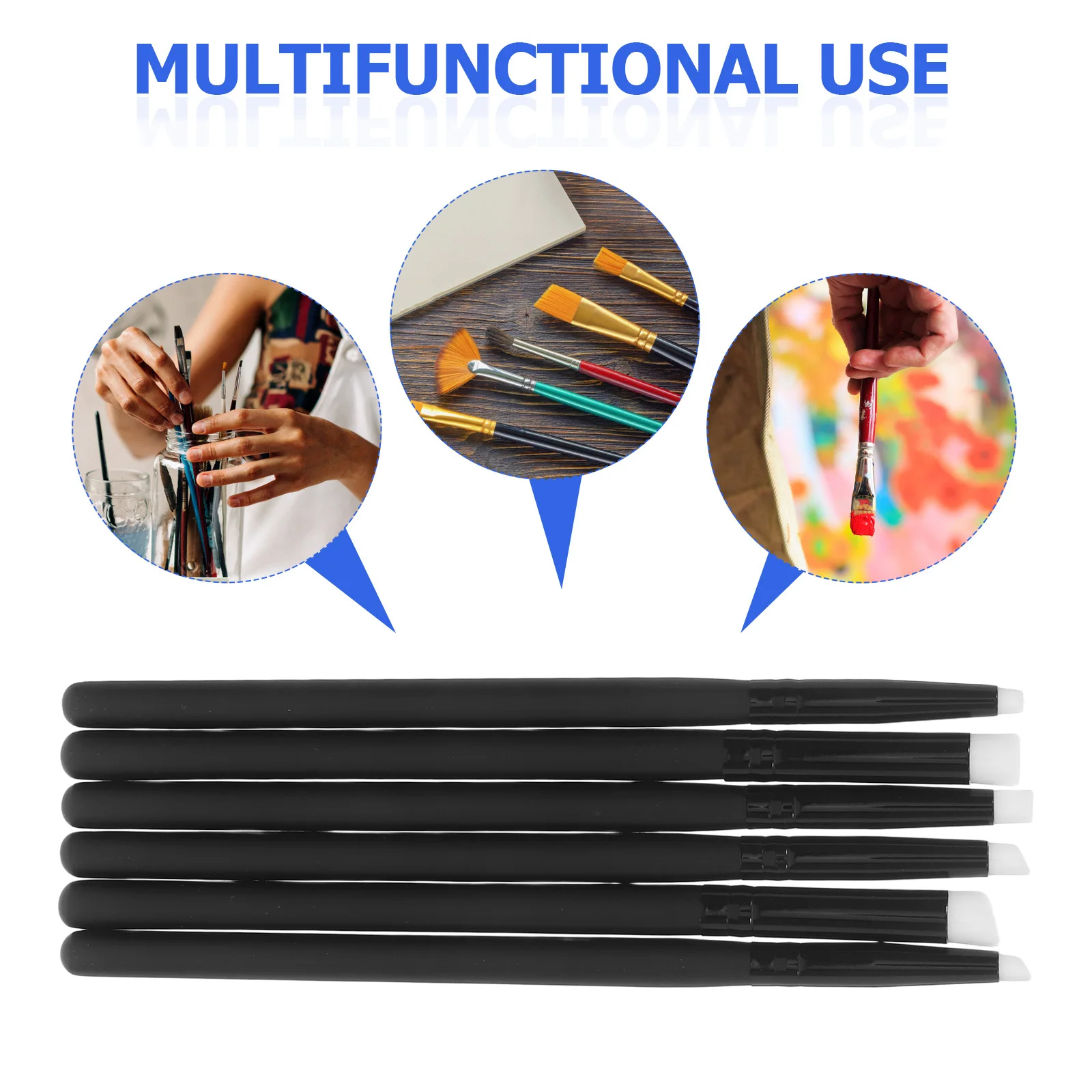 6 قطع من فرش الطلاء ذات التفاصيل المصغرة، مجموعة فرش فنية محمولة للشعر عالية الكثافة لمستلزمات الطلاء ومجموعة فرش المزج #3