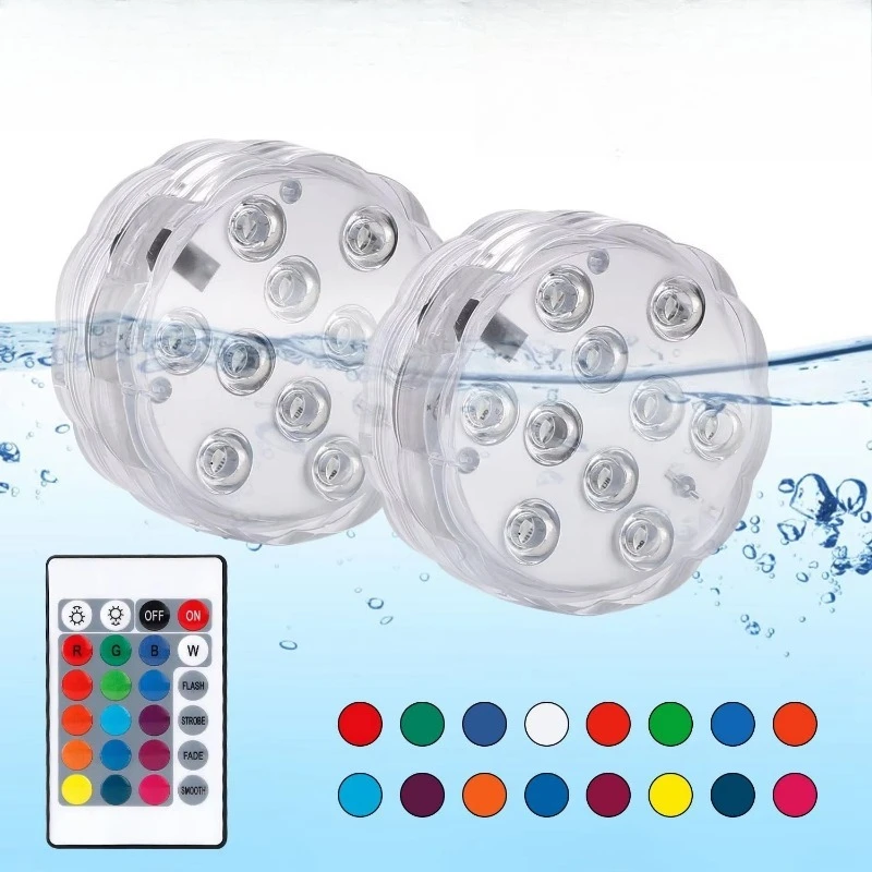 IP68 Waterproof 4Pcs RGB LED Submersible Pool Lights Color-Changing Underwater Lamps with Remote Control