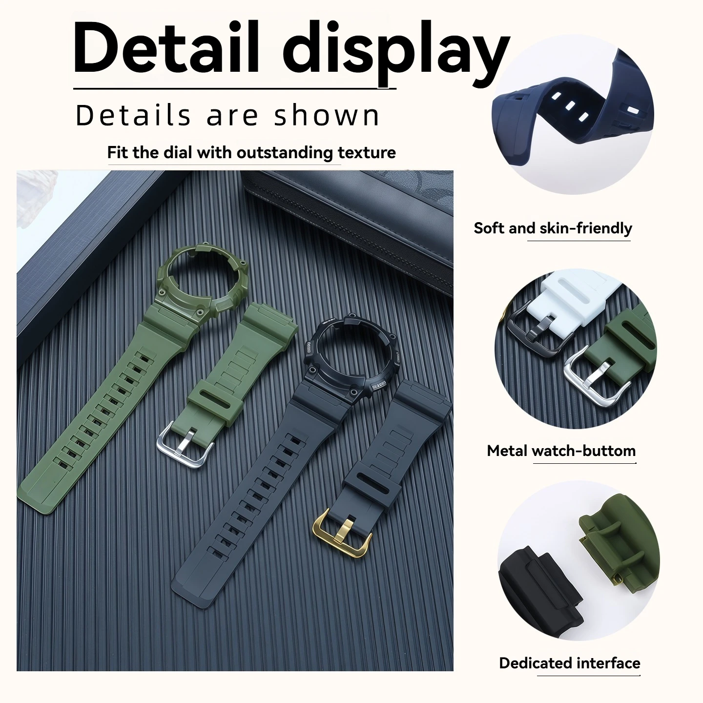 ل كاسيو AQ-S810W AQS810WC استبدال 18 مللي متر حزام الراتنج الفرقة + حافظة ساعة ، مقاوم للماء للصدمات ساعة رياضية خارجية ملحق #4