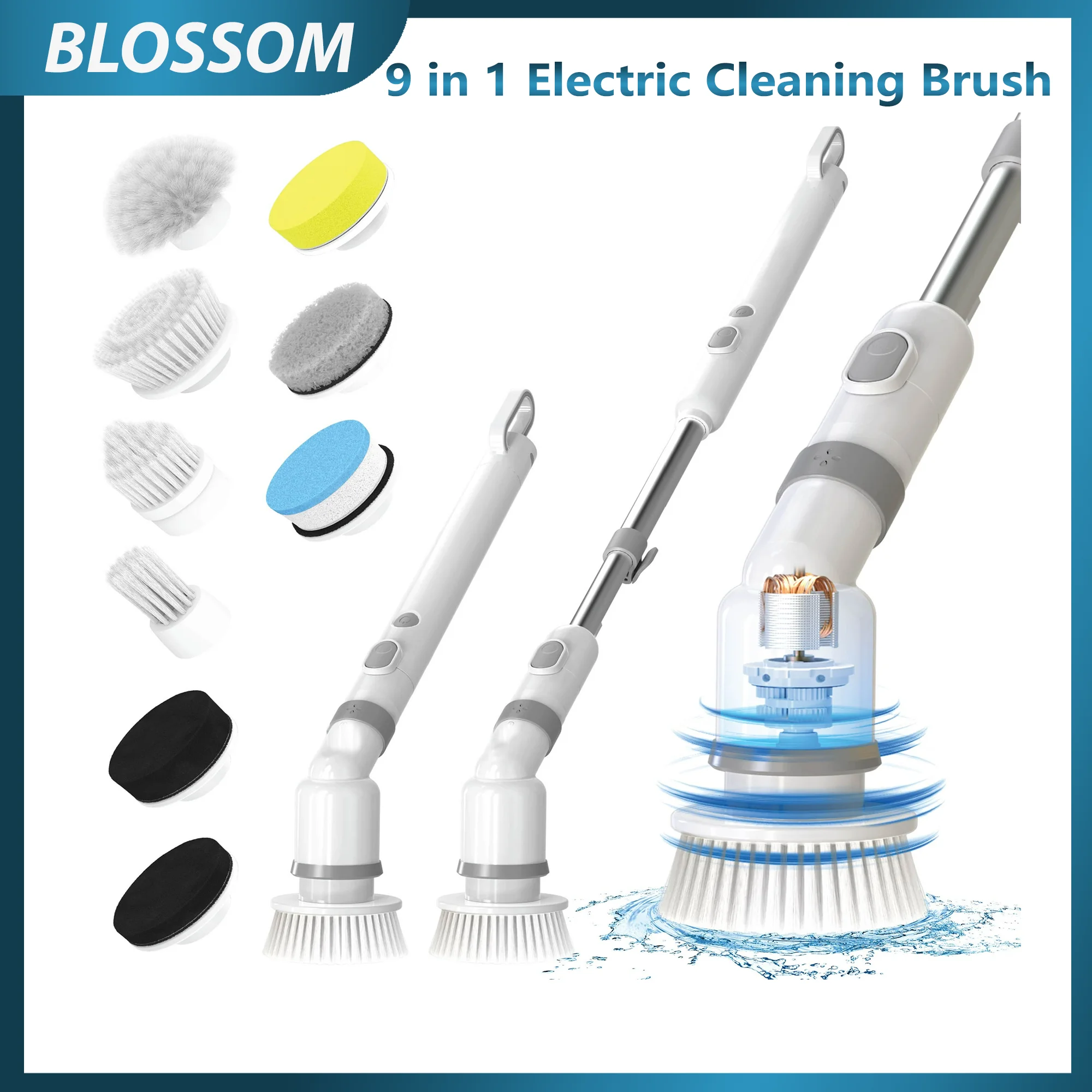 Electric Cleaning Brush for Bathroom Kitchen Multifunctional Household Rechargeable Cleaning Tools Electric Spin Scrubber