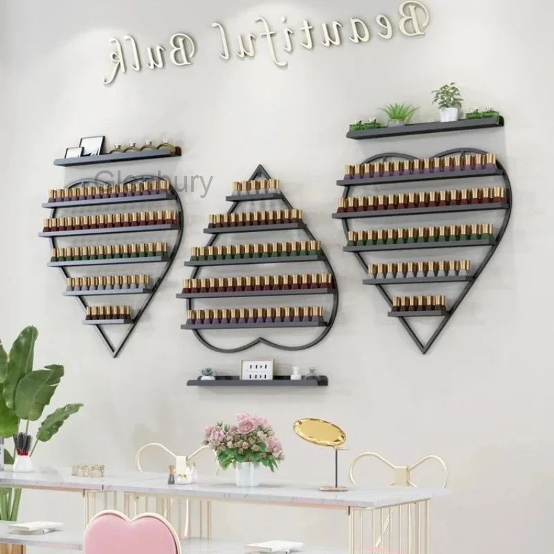 Nail Rack Wall Mounted Heart-shaped Nail Polish Display Rack Cosmetics Store Nail Polish Shelf Wall Mounted Storage Rack