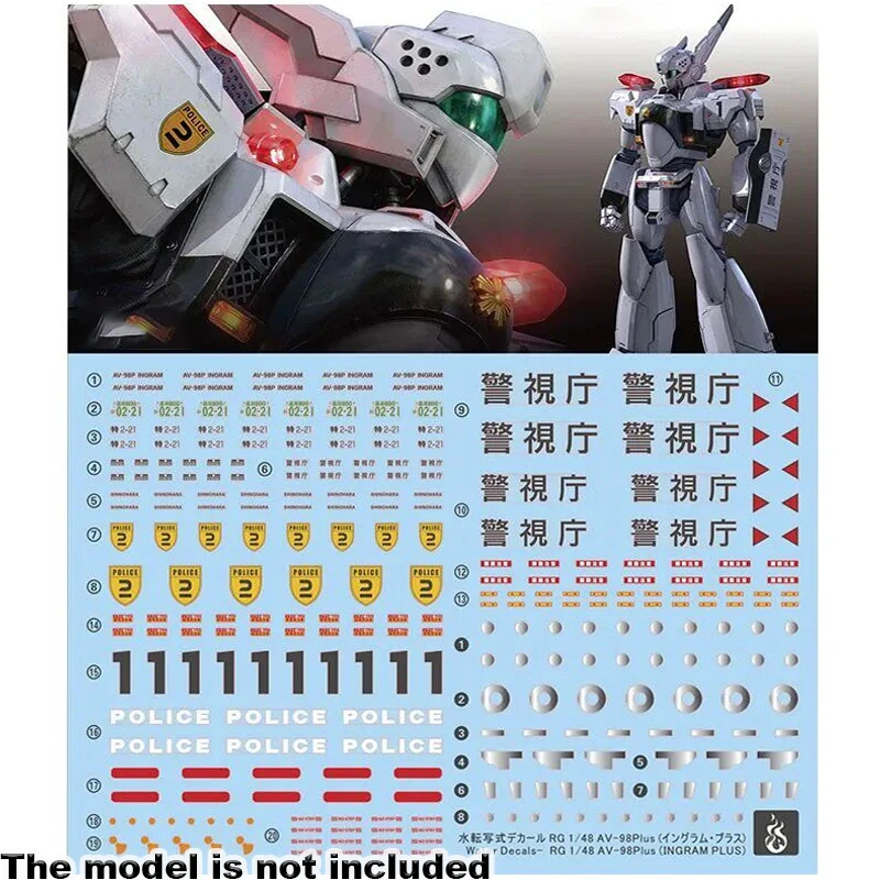 Nuevas pegatinas de agua fluorescentes de alta precisión YAN para modelos RG 1/48 AV-98Plus Ingram Plus, accesorio de modelo, regalo de anime