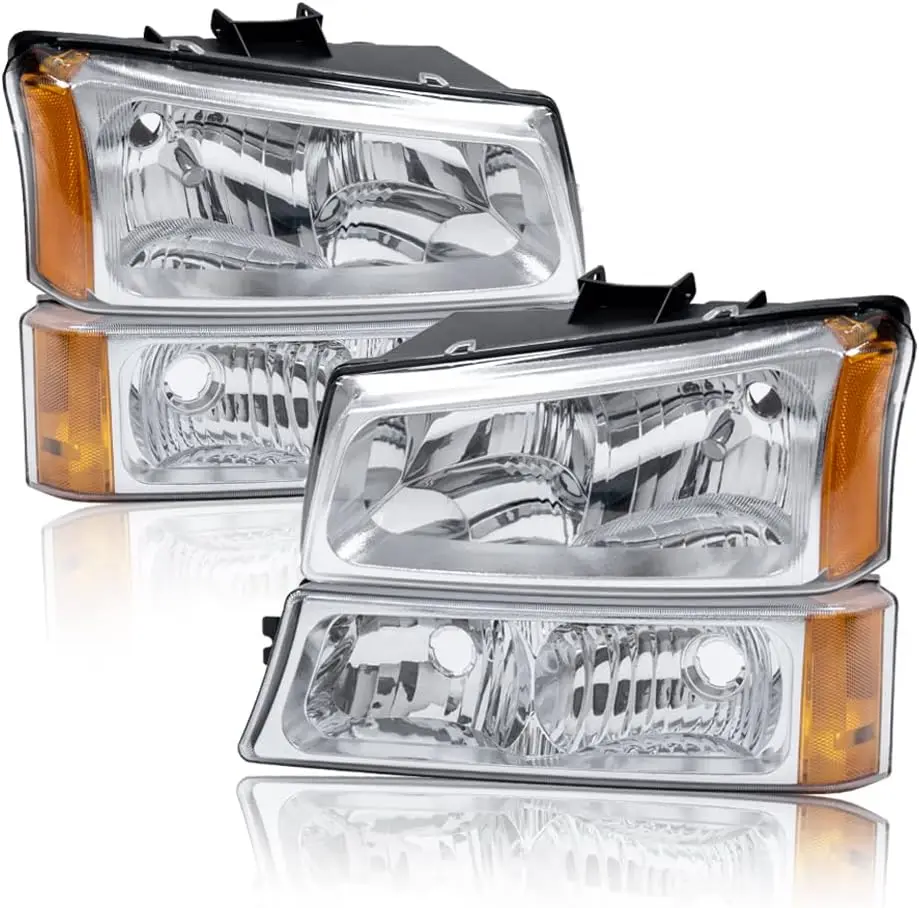 Headlights, Compatible with 03-06 Chevy Silverado 1500 2500 3500 HD Models/03-06 Avalanche 1500 2500(Fit No Cladding only) Clear