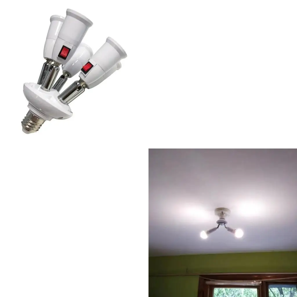 Light Socket Splitter 2/3/4/5 in 1E27 Base Adapter Converter for Home Office