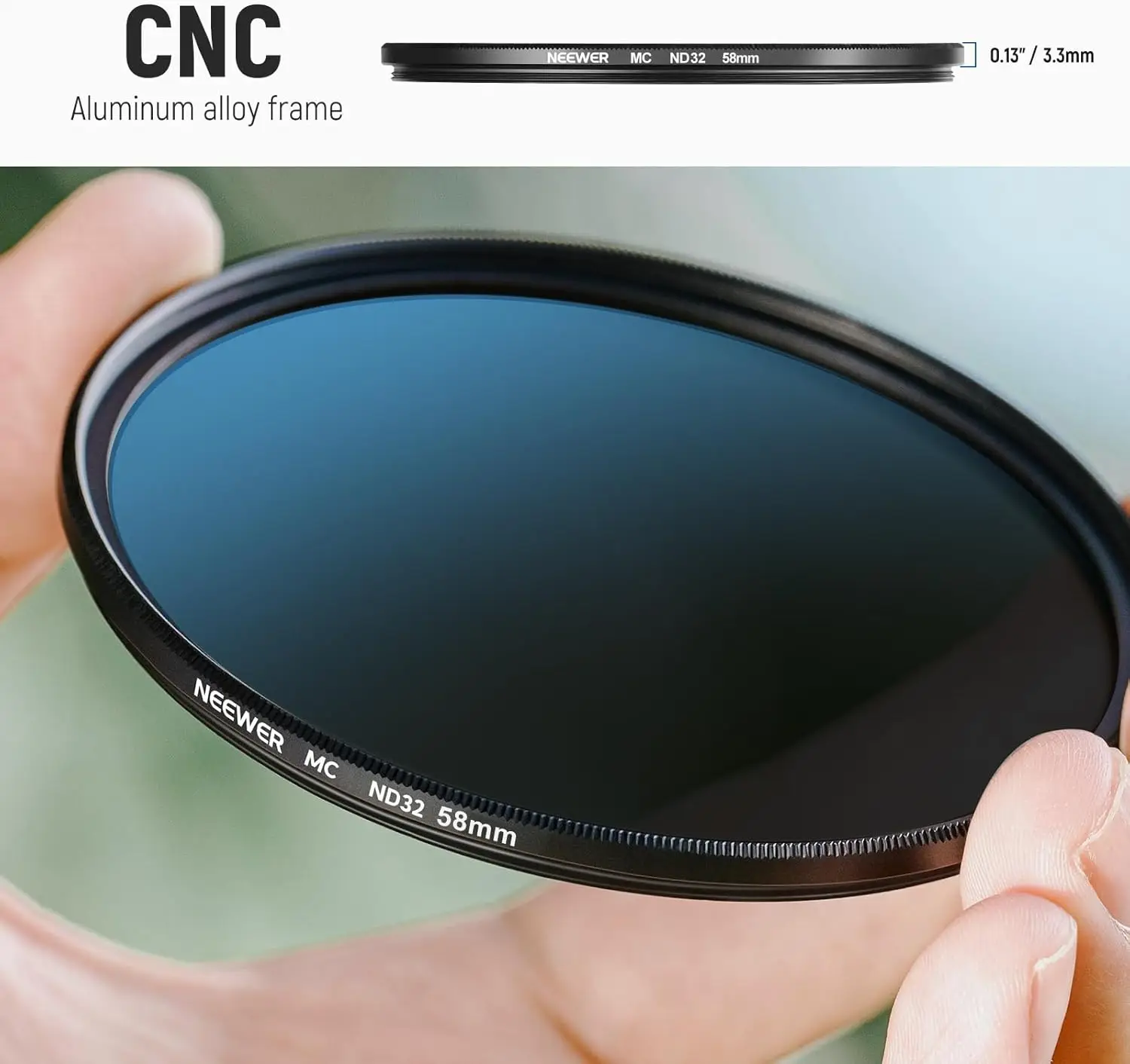 NEEWER 58mm ND Filter Set ND8/32/64 (3/5/6 Stops) Multicoated Neutral Density Camera Lens Filter Photography Accessories