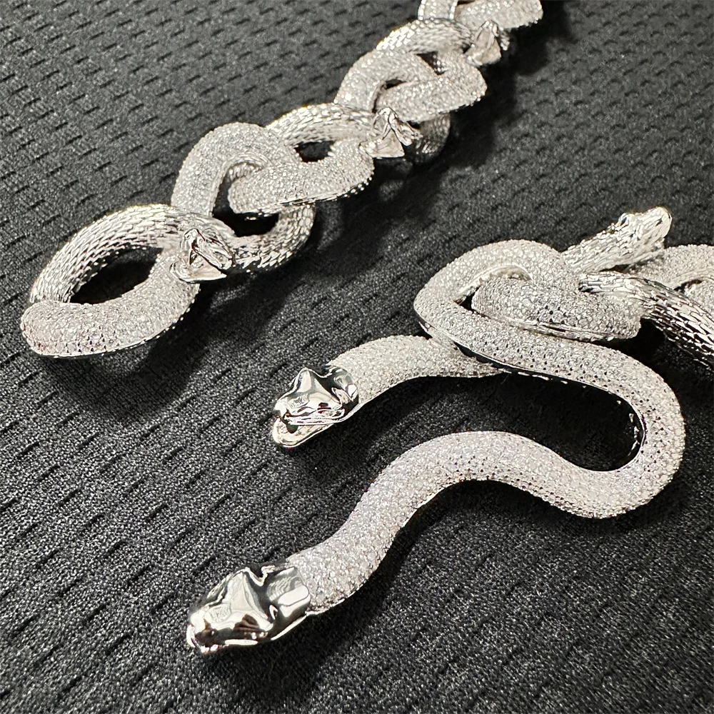Anztilam 21mm Serpentine Cuban Chain 5A Zircon Cuban Necklace For Men Iced Out Chain Hip Hop Jewelry Copper Free Shipping