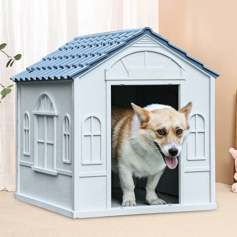 

Outdoor waterproof non-wooden dog shed, large removable plastic dog house, large cat and dog kennel pet cabin