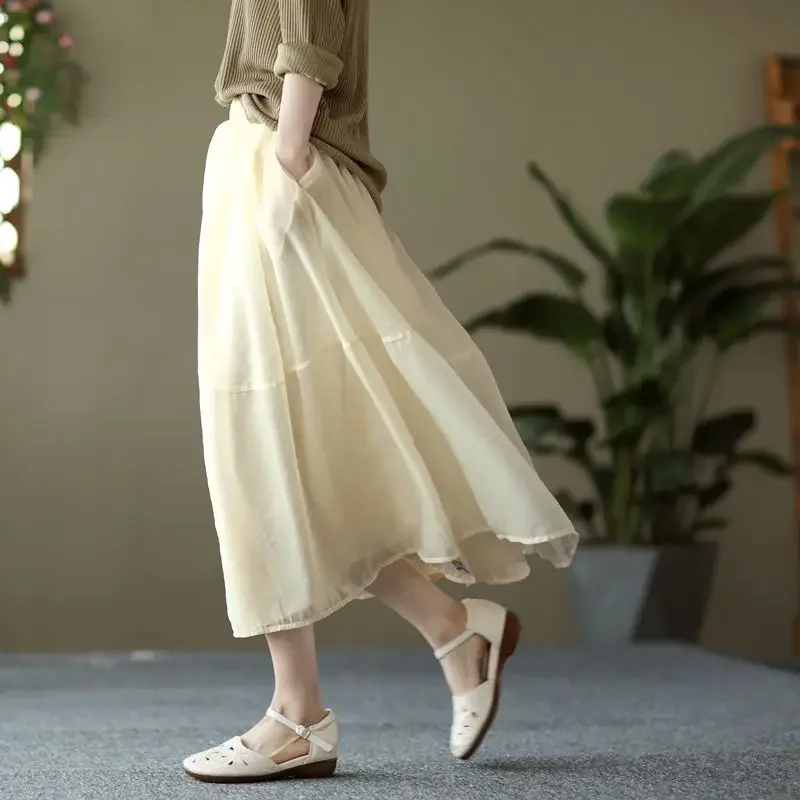 A Line Female Skirts High Waist Chic And Elegant Women's Skirt Summer Offer 2025 New In Cheap Clothing Trend 2024 Harajuku V