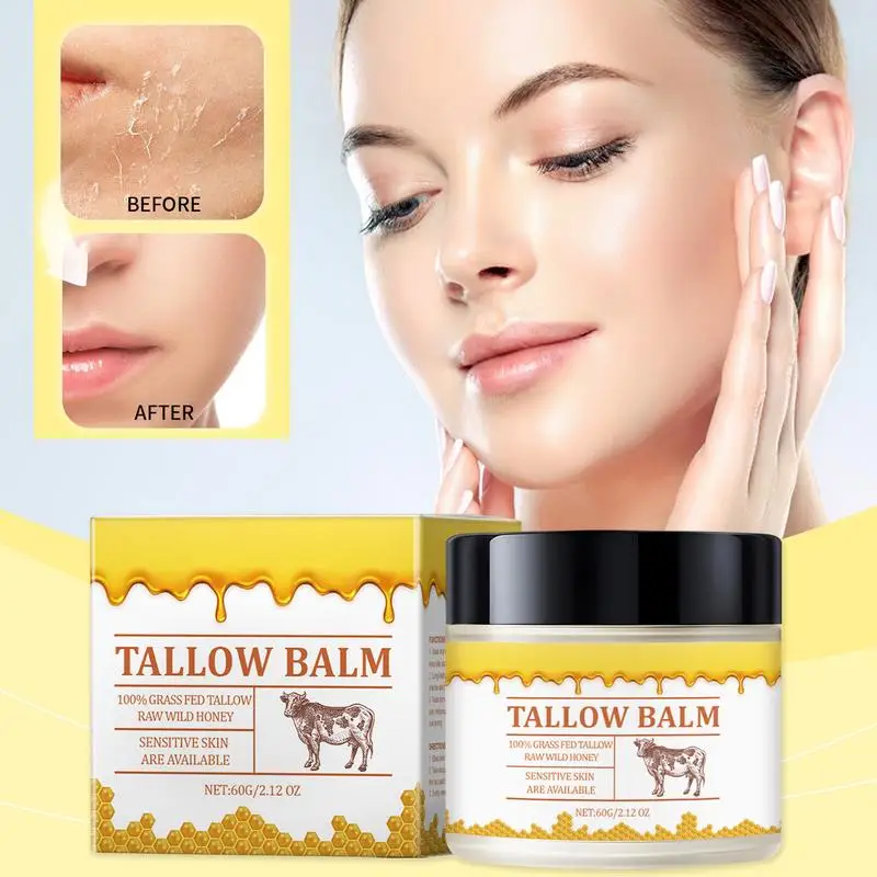 60g Tallow Paste Skin Care Tallow Balm Beef Neck Balm Grass Fed Tallow Wild Honey Face Body Whipped Moisturizer For All Skin