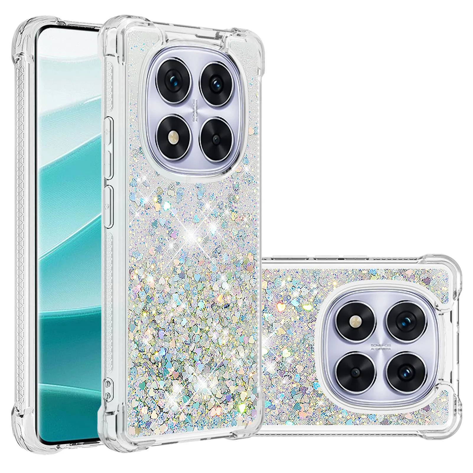 Coque de téléphone à paillettes scintillantes, sable mouvant liquide, pour Xiaomi Redmi Note 14 Pro 5G Note14 14C Poco C75, Anti-chute, jolie couverture transparente pour filles