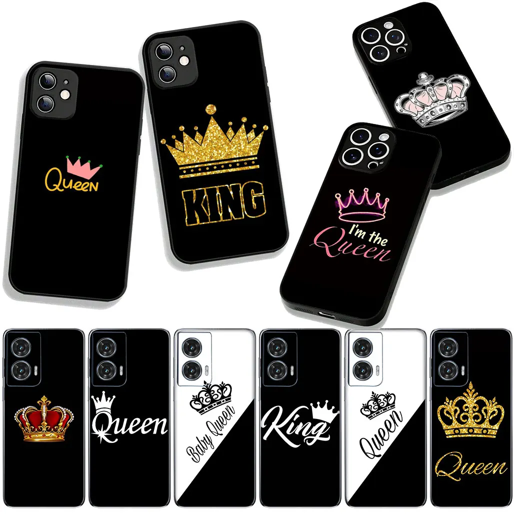 Чехол для телефона Samsung Galaxy S25 S24 S22 S23 FE Ultra Plus S7 Edge A56 A05 A06 A15 A16 A25 A55 Crown King Queen золотой