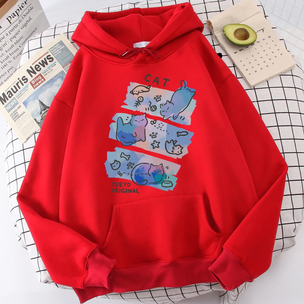 Fat Cat Fantasies Fishing In The Water To Eat Fish Boy Hoodie Versatile Sweatshirt Sports Hooded Jacket Daily Graphic Tops