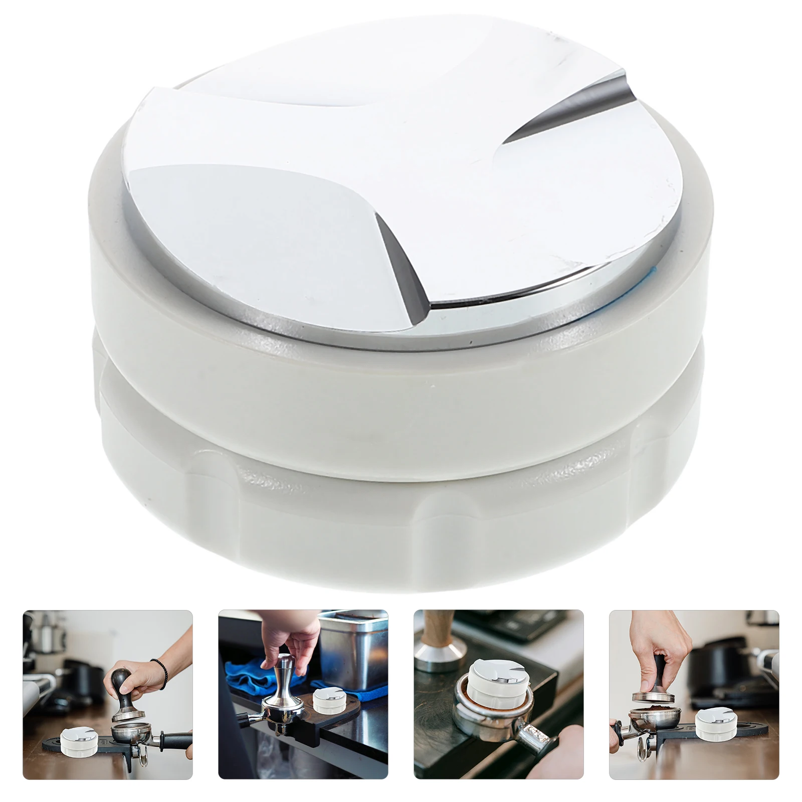 

Coffee Tamper Espresso Powder Tool White Black Stainless Steel Adjustable Pressure Easy Use Kitchen Accessories Threeleaf Blade