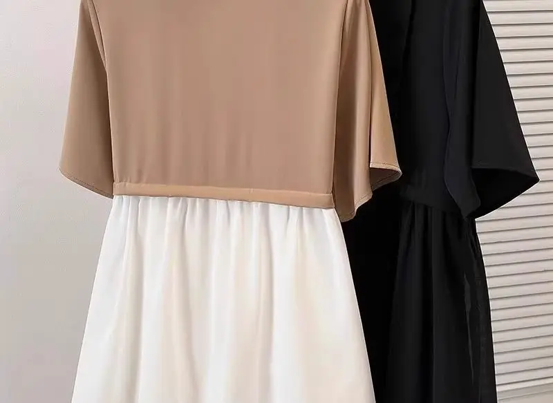 Spliced fake Two-piece Polo Collar Suit Shirt for Women in Summer Loose and Versatile Slim Top