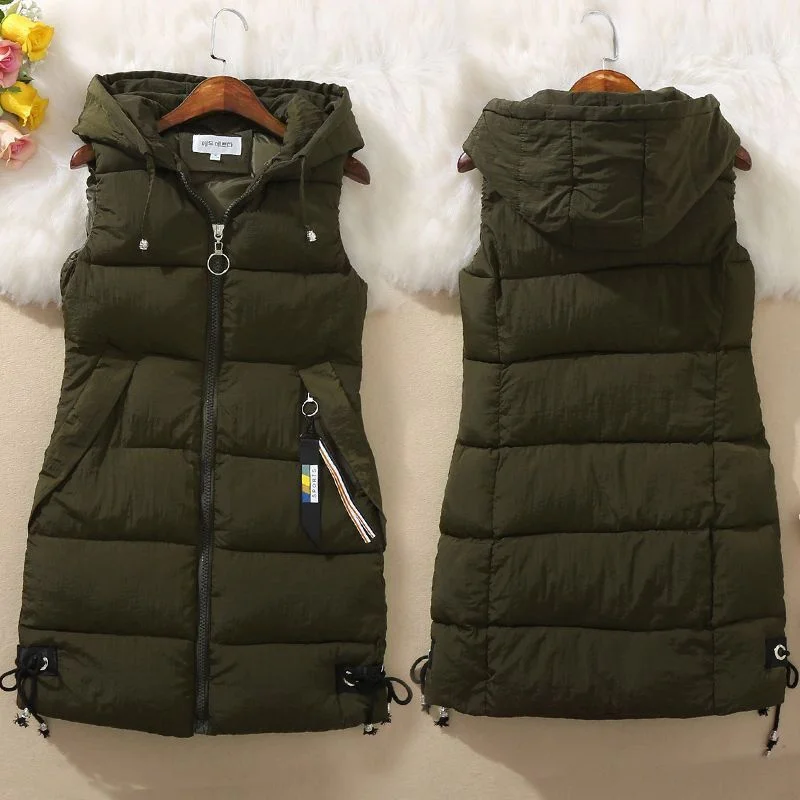 Autumn Women Vest Winter Puffer Parkas Coat 2023 New Casual Pocket Hooded Waistcoat Female Sleeveless Jacket Outerwear