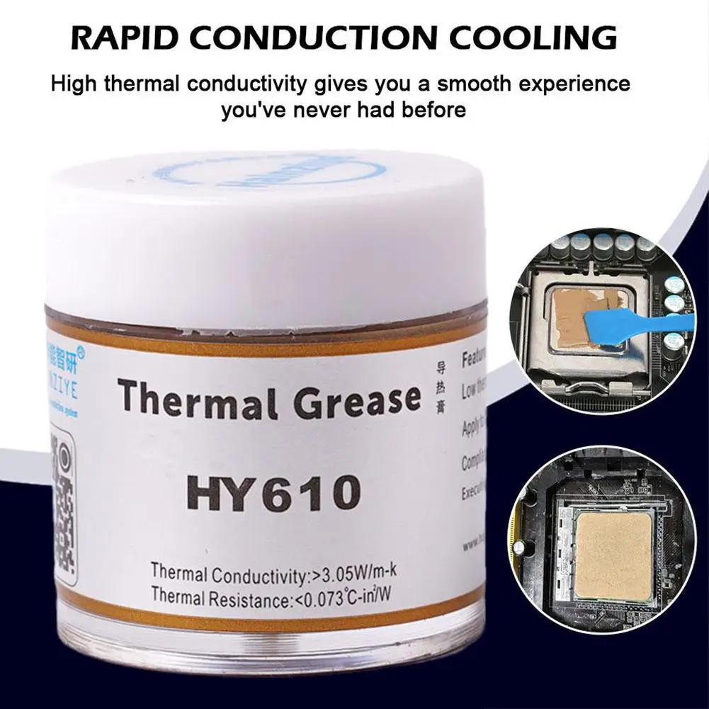 

Processor CPU Cooler Cooling Fan Thermal Grease Compound HY610 Conductive Plaster Golden Gray Heatsink Pas B9N0