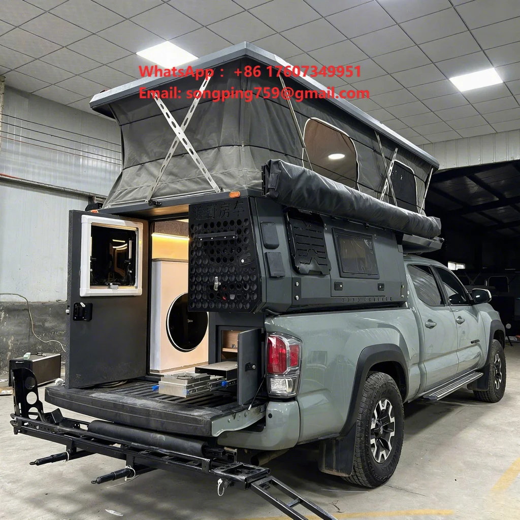 Electric Motorised Hydraulic Roof Tent Bottom Entry Sunroof Pass Through Soft Top Camper Tent for Tacoma