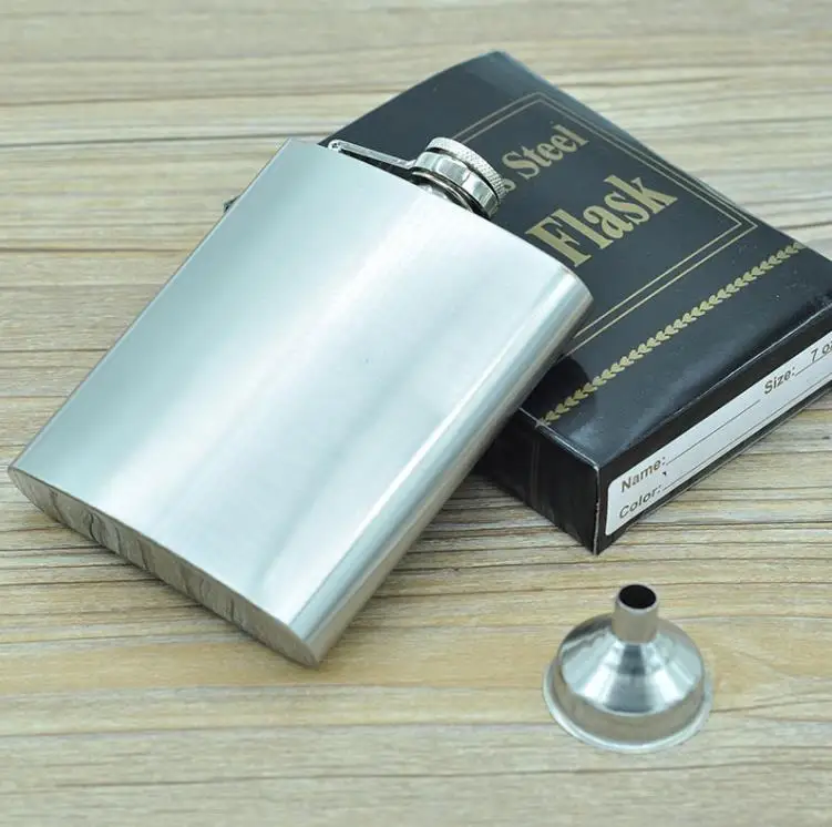 

50pcs Portable 7oz Stainless Steel Hip Flask Pocket Liquor bottle With funnel SN4137