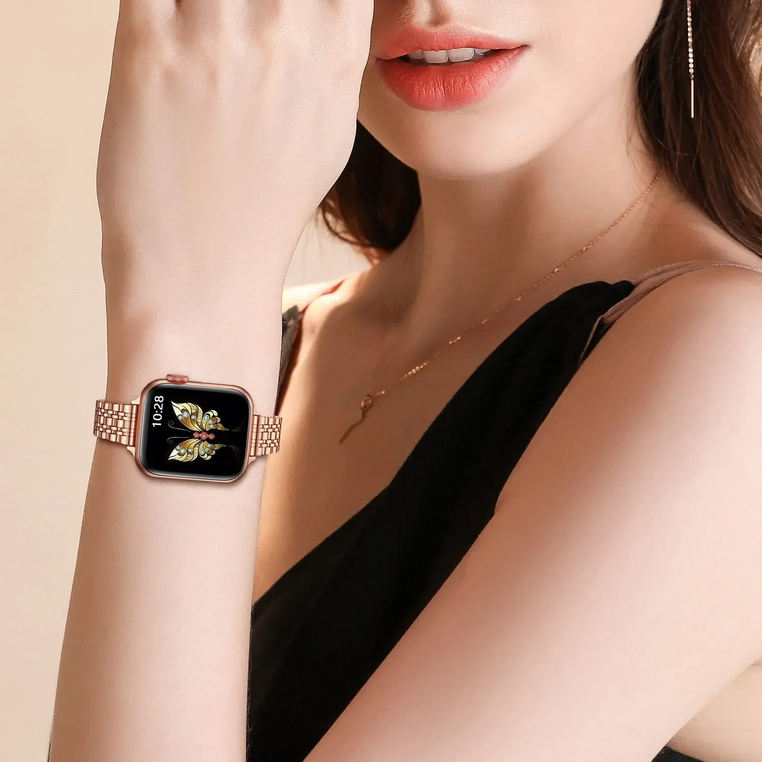 Bracelet fin pour Apple Watch pour femme, bracelet en métal fin, bracelet pour iWatch Series Ultra 10, 9, 8, 7, 6, SE 5, 4, 46mm, 42mm, 49mm, 45mm, 44mm