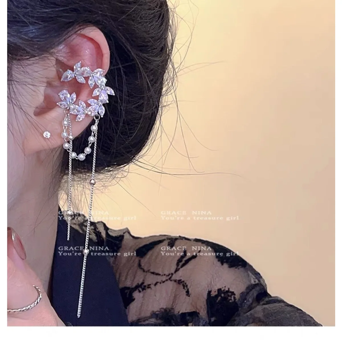 New Korean Fashion Earrings for Women Full Zircon Shiny Sparkling Luxury Jewelry Butterfly Tassel Flower Shaped Sexy Accessories