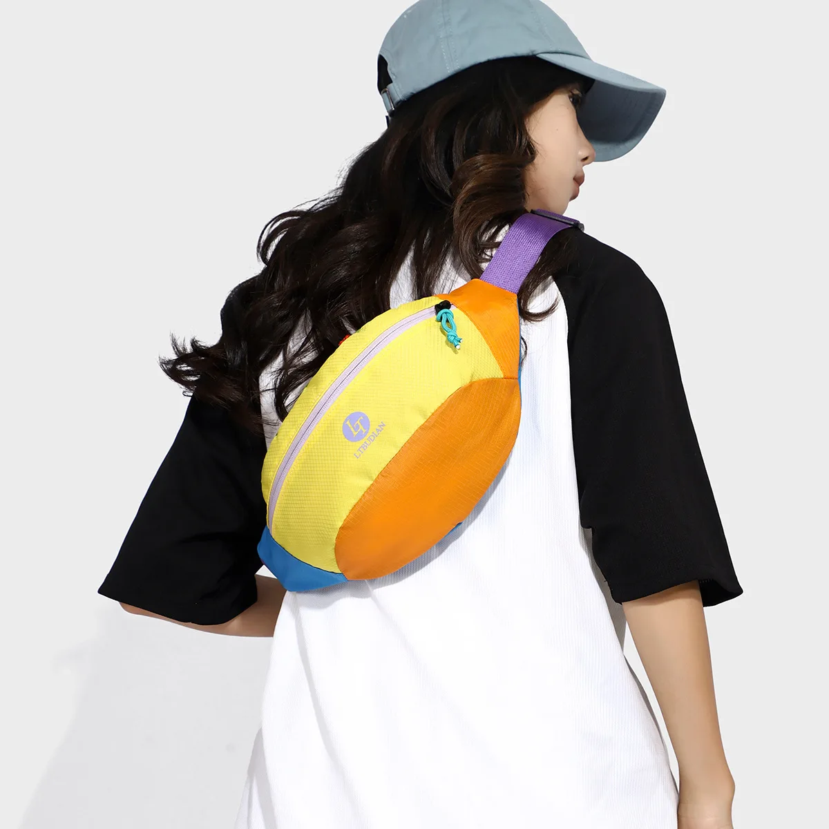 

Dopamine Color Block Waist Bag Fanny Pack Crossbody Chest Bag for Girls Vibrant Sporty Sling Bag for Outdoor Travel Festival