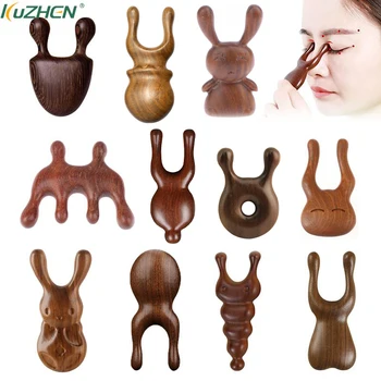 Sandalwood Meridian Massager Tools, Cabo de madeira, Ponto de Acupuntura, Raspadeira Guasha, Massagem Facial Corporal