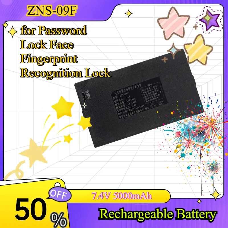 NEW ZNS-09F 7.4V 5000mAh Smart Door Lock Battery Rechargeable for Password Lock Face Fingerprint Recognition Lock