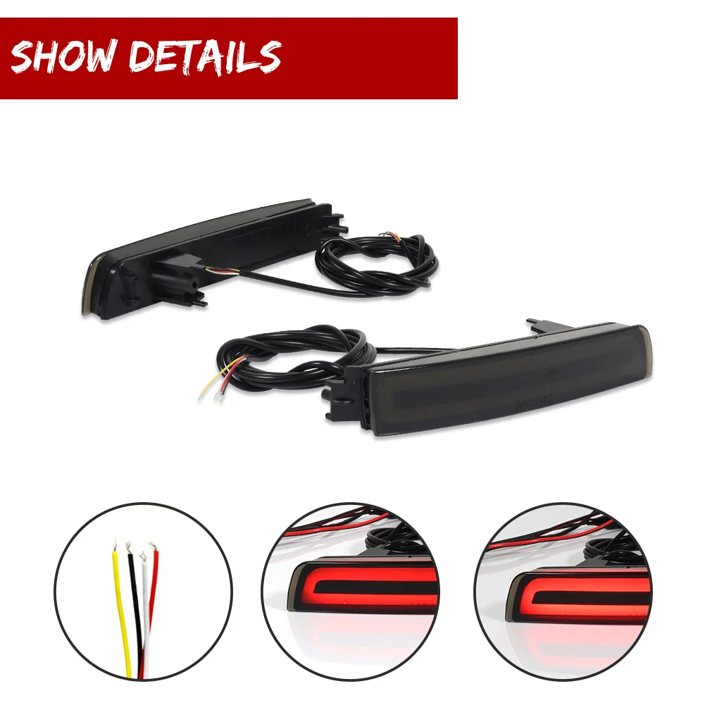 For Nissan Juke Murano Sentra Quest Infiniti FX35 FX37 F50 QX70 Red LED Rear Bumper Reflector Brake Stop Light Lamp Turn Signal
