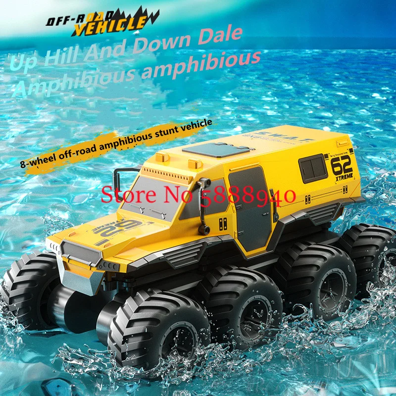 Veículo de carro dublê de controle remoto anfíbio off-road 8WD 1:14 360 °   Gire 2 a 1 modelo de caminhão de escalada com controle de rádio à prova d'água