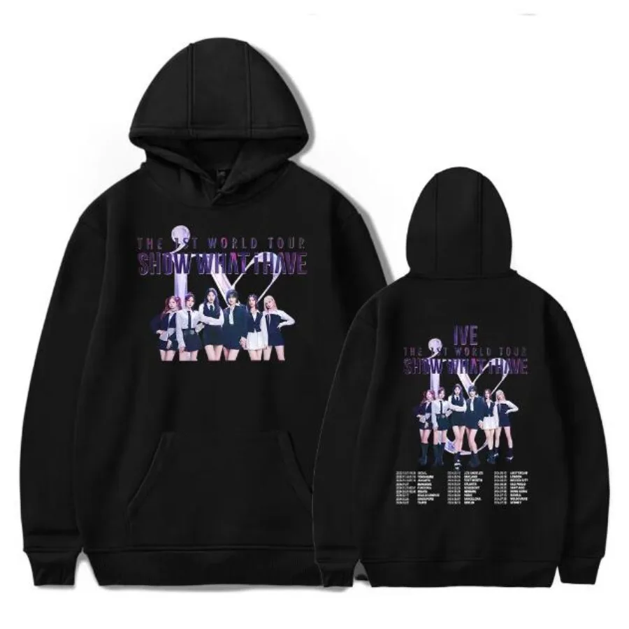 

KPOP IVE The 1ST World Tour Show What I Have Merch Hoodie Long Sleeve Streetwear Men Women Hooded Sweatshirt Couple Clothes