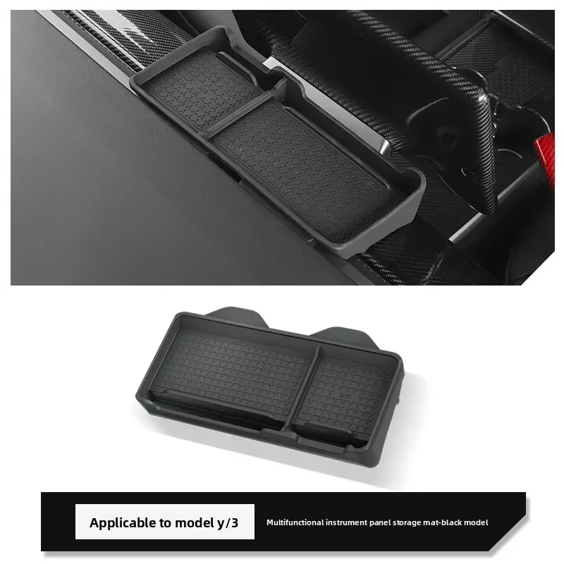 Silicone Storage Box & ETC Holder for Tesla Model 3/Y Center Console Dashboard Organizer Tray with Hidden Magnet for Transponder