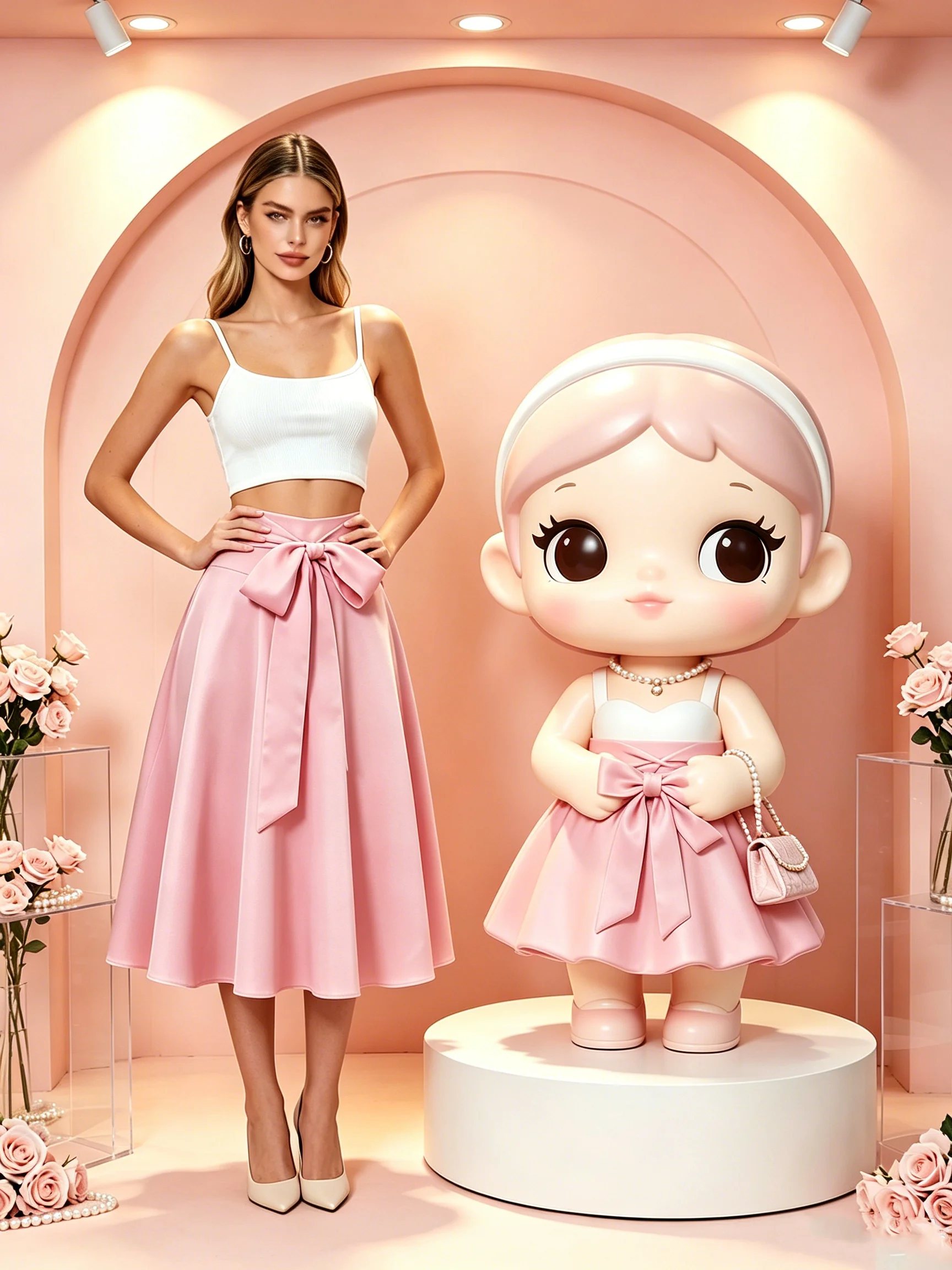 Women's Elegant Long Skirt Casual Comfortable Zipper Strap Bow Solid Color Half Skirt