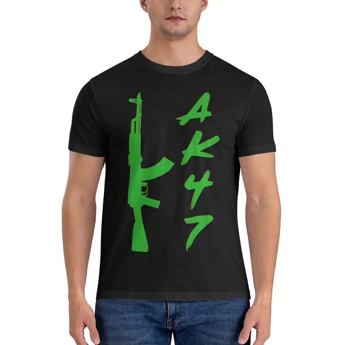 Vintage AK-47 T-Shirt Men Crewneck Pure Cotton T Shirt Rifle AK Short Sleeve Tees Summer Clothes