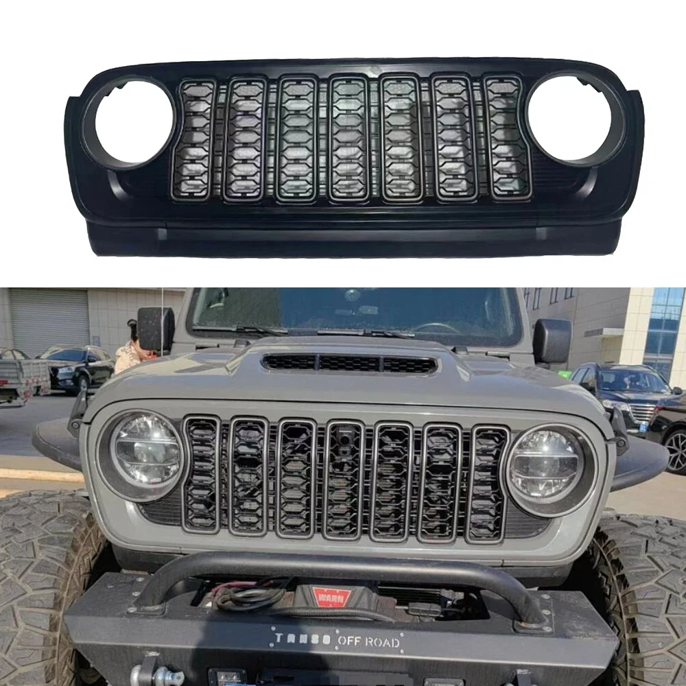 2024 New Design Grill ABS 2024 Style Grille With/No Camera Hole for Jeep Wrangler JL  2018++ Gladiator  JT  JL1300 LantSun