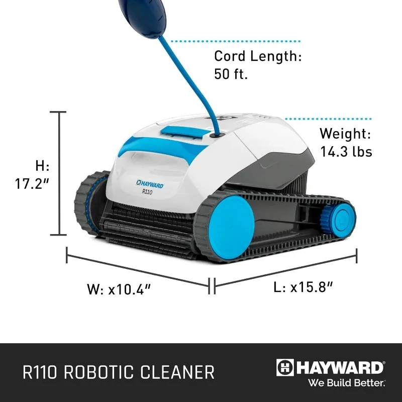 Hayward The Pool Cleaner R110 Robotic Cleaner (2024 جديد) - سلة سهلة التنظيف ذات تحميل علوي، ملاحة ذكية، مؤقت قابل للبرمجة