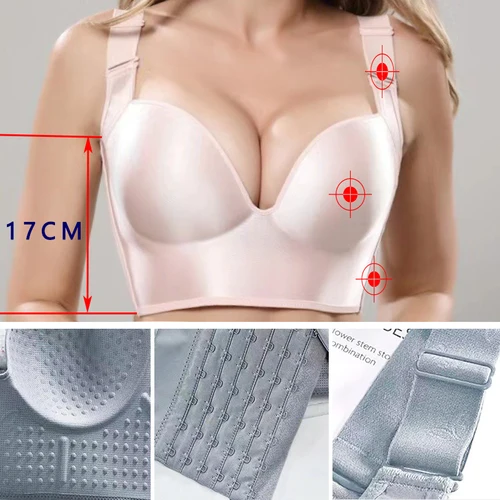 Imagen 2 del producto Dimmkof 6 hebillas ocultar la espalda sujetador gordo cobertura completa sujetadores de mujer sin aros suave de talla grande Push Up Bra Shapers sujetadores moldeadores de cuerpo