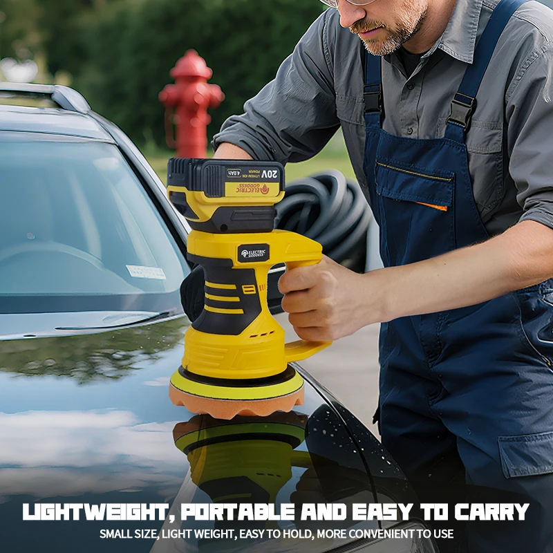 Brushless Car Buffer Polisher 5000rpm 8 Variable Speed Portable Orbital Buffer Polisher Kit for Dewalt 20v Battery (No Battery)