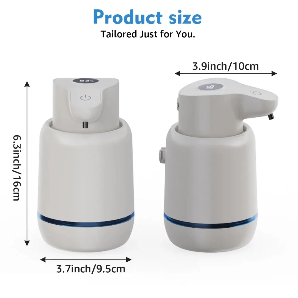 Touchless Automatic Foam Soap Dispenser USB Rechargeable Electric 4 Level Adjustable No Touch Soap Dispenser for Bathroom