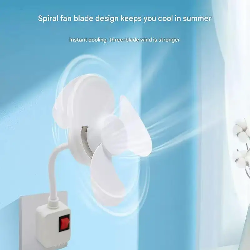 New three-plug integrated small fan kitchen bedroom home creative small whirlwind socket fan lighting fixture
