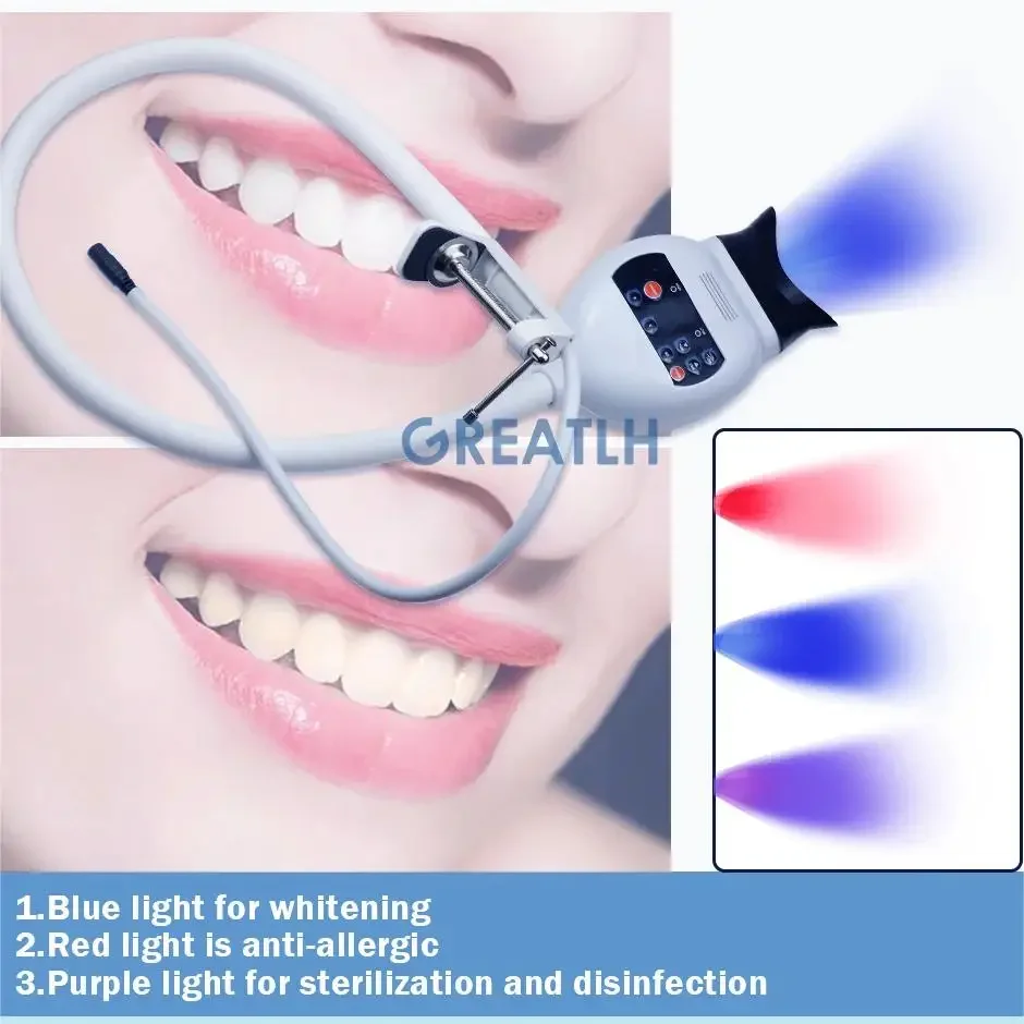 GREATLH Dental Teeth Whitening Machine 3-color Adjustable Portable Cold LED Lamp Desk Dental Tools Instrument Kit 110V/200V