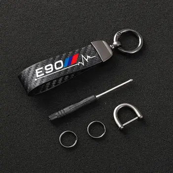 適用於BMW E30 E34 E36 E39 E46 E60 E61 E84 E87 E90 的真皮摩托車鑰匙圈馬蹄形扣環掛繩汽車配件 6 最佳銷售 寶馬鑰匙扣 - №3