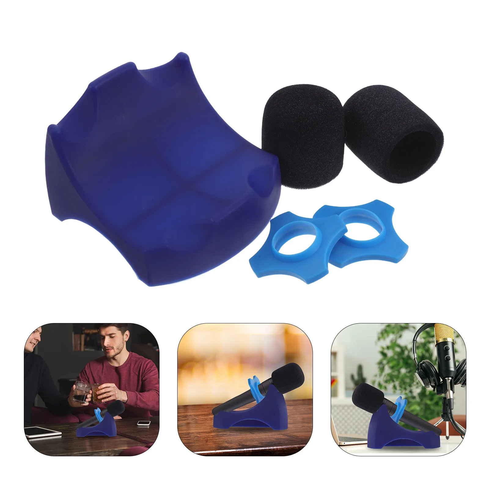 1Set Silicone Mic Stand Holder Shockproof Non Slip Desktop Microphone Base Wireless Mic Holder Broadcasting Recording