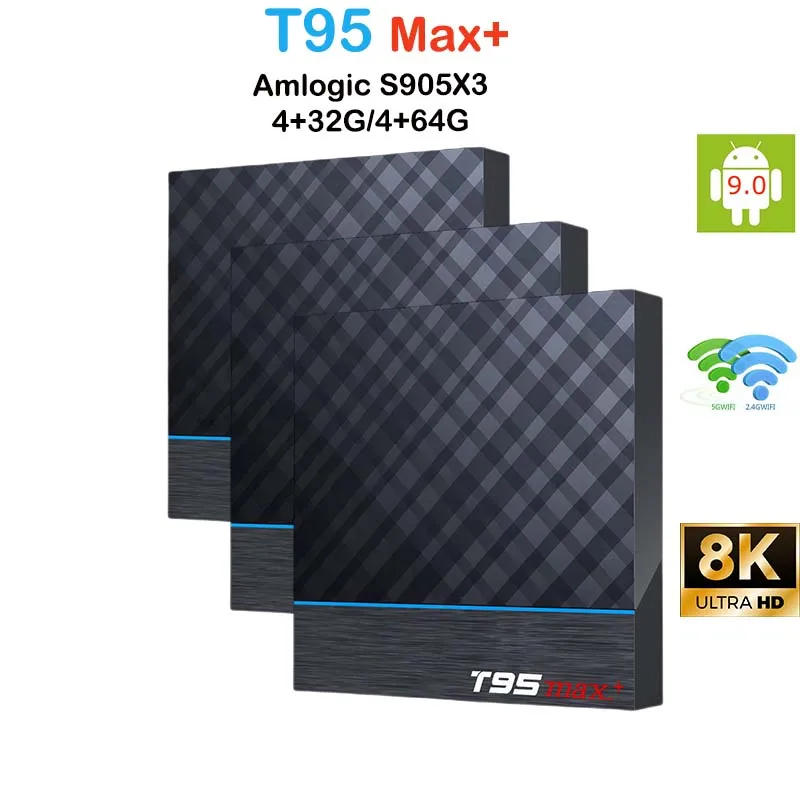 

Wholesale 3PCS T95 MAX PLUS Game Box Smart Tv box Android Amlogic S905X3 Quad core ARM 4G 32G 64G 8k Set Top Box Media player