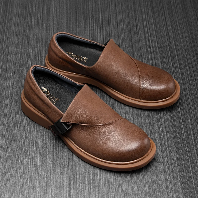 

Men's lightweight and versatile loafers, breathable retro business casual leather shoes 220266